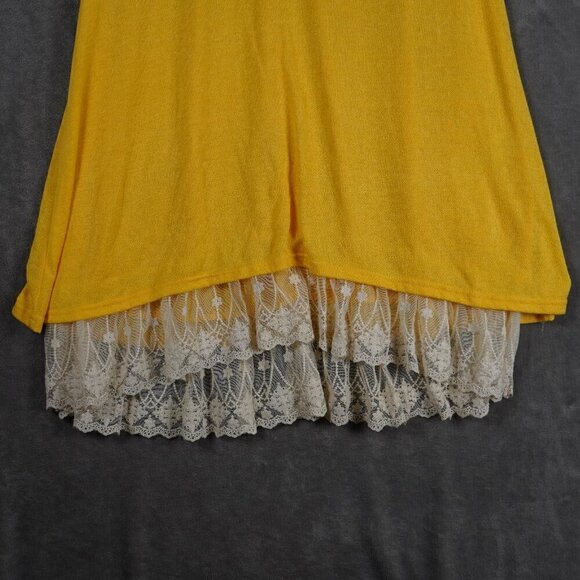 Umgee Oh Me Oh My! Sheer Knit Tank Dress Lined with Lace Trim Boho Large - Picture 3 of 8